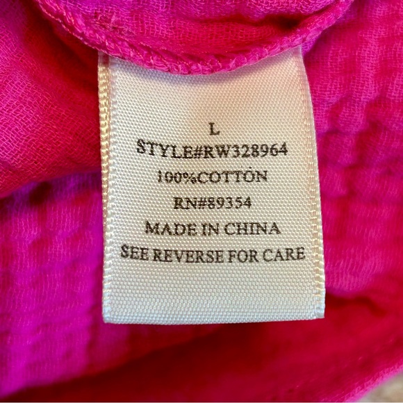 No Comment Sz L Women's Pink Button-Up Top NWT - Picture 4 of 6